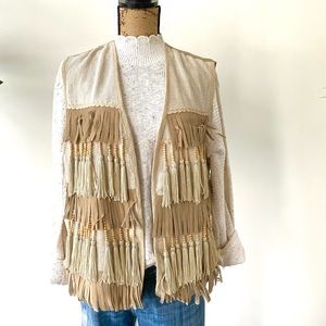 100% Linen Boho Fringe Vest
